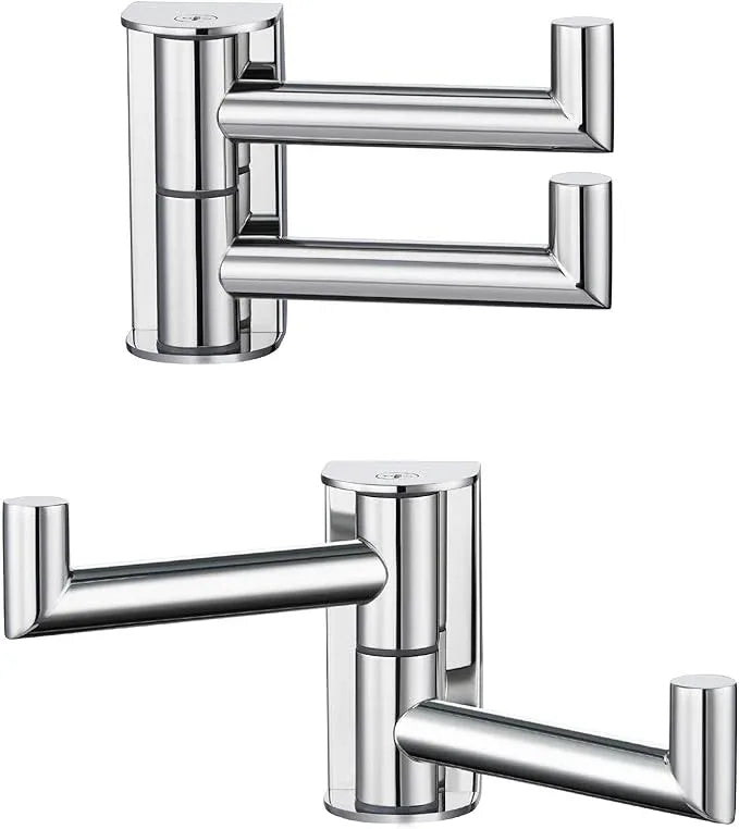 Angle Simple Swivel Hook for Towel Polished Chrome 2 Pack, 304 Stainless Steel Bathroom Towel Double Hook for Wall - ModernBath