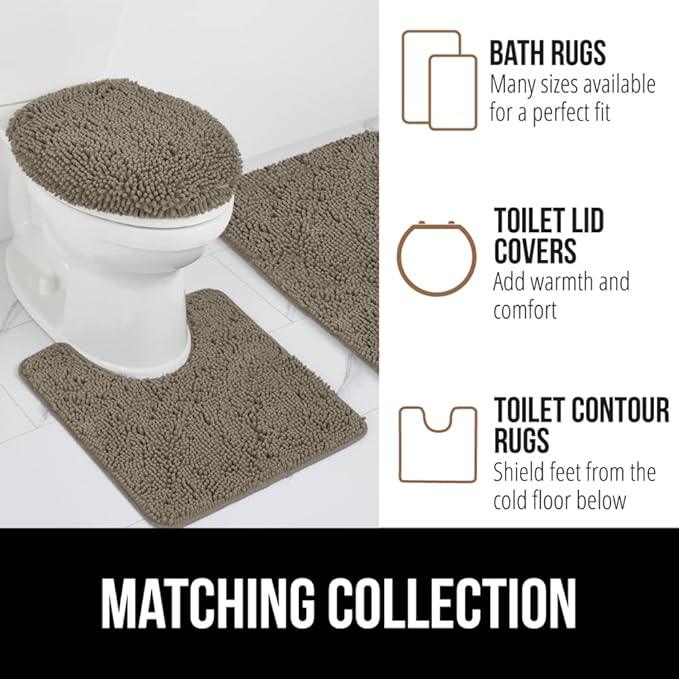 GORILLA GRIP Bathroom Rug Sets, Soft Chenille 2 Piece Area Rugs Set, Toilet Base Mat and 30x20 Carpet, Absorbent Microfiber Washable Mats Dry Quickly, Home Décor and Bath Room Accessories, Latte - ModernBath
