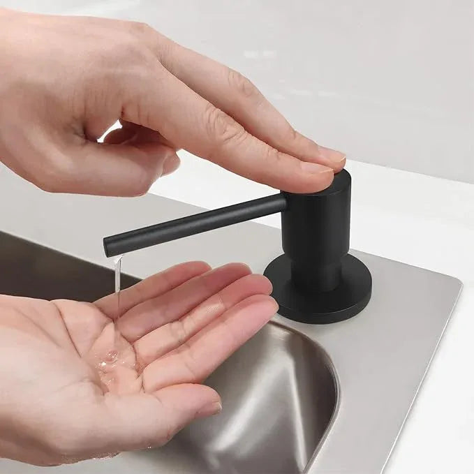 EADOT Deck Mounted Brass Kitchen Sink Soap Dispenser or Lotion Dispenser with 17OZ Above The Sink Refillable Bottle(Matte Black) - ModernBath