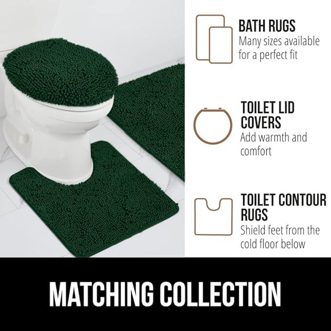 GORILLA GRIP Bathroom Rug Sets, Soft Chenille 2 Piece Area Rugs Set, Toilet Base Mat and 30x20 Carpet, Absorbent Microfiber Washable Mats Dry Quickly, Home Décor and Bath Room Accessories, Hunter - ModernBath