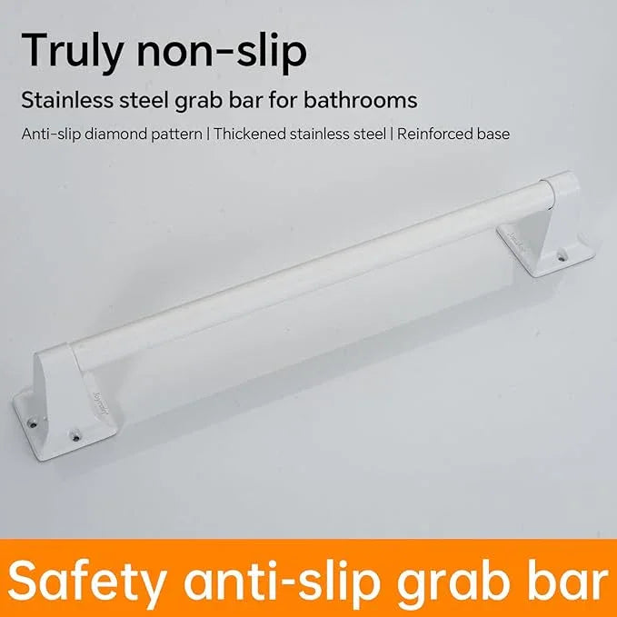 Joyrain Stainless Steel Bathroom Grab Bar for Elderly - Safety Rail & Towel Rack Dual Function, 9/16/24 Inch Anti-Slip Handle for Shower/Toilet/Tub (White, 24 inch) - ModernBath
