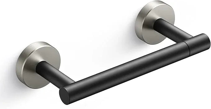 FORIOUS Toilet Paper Holder Wall Mount, Stainless Steel Rustproof Double Post Pivoting Tissue Roll Holder for Bathroom, Cmmercial Toilet Paper Dispenser, Matte Black & Stainless Steel - ModernBath