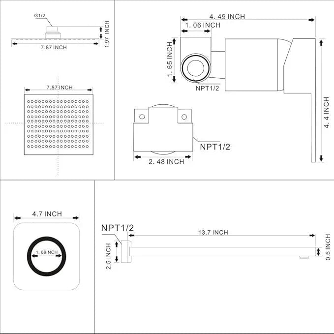 Heable Shower Faucet Set Chrome, Single Function Shower Trim Kit with Rough-in Valve Bathroom Luxury Rain Shower Set Rainfall Shower System with Square Stainless Steel Metal Showerhead - ModernBath