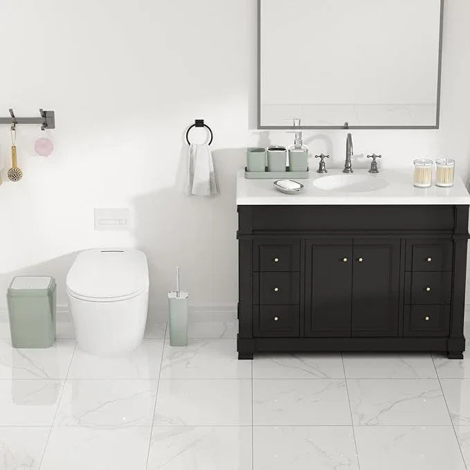 XLHOMO Bathroom Set, Sage Green Bathroom Accessories Set with Press-on Lid Bathroom Trash Can, Soap Dispenser, 10PC Bathroom Accessory Set for Home - ModernBath