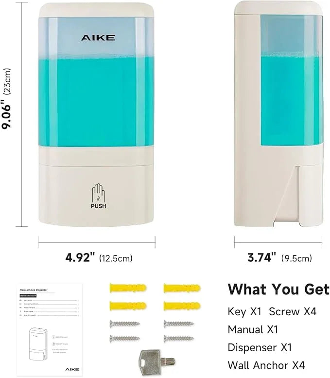 AIKE Wall Mount Liquid Soap Dispenser for Commercial Bathrooms,Offices,Restaurants 40 oz Large Capacity AK1007,White - ModernBath