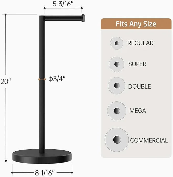 KES Toilet Paper Holder Stand 2X Weighted Base, Black Free Standing Toilet Paper Holder with Reverse for 4 Rolls, 18/8 Stainless Steel Rustproof Tissue Holder for Bathroom, Matte Black, BPH290A-BK - ModernBath