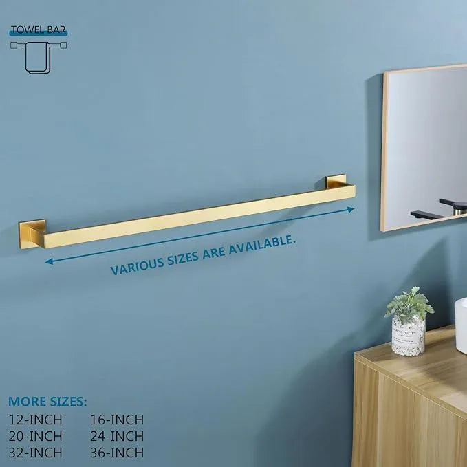 KOKOSIRI 32 Inch Gold Bath Towel Bar Bathroom Towel Rack Towel Holder Shower Hand Towel Hanger,Total Length 33.3 Inch, Brushed Gold, B4003BG-L32 - ModernBath