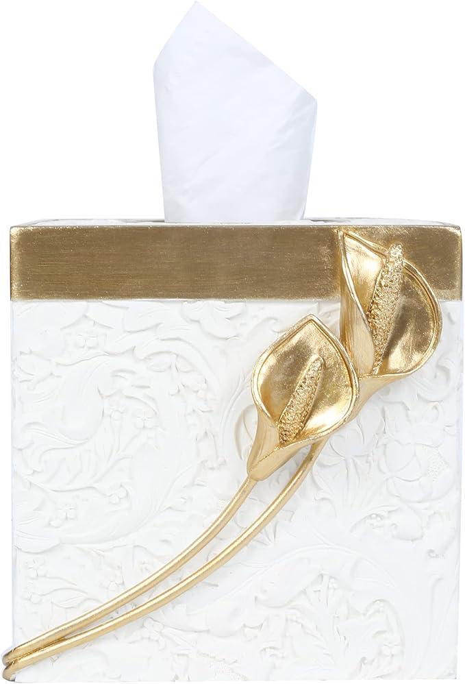 Hymmah Modern Square Tissue Box Cover Holder,Bathroom Accessories Decor Unique Design Tissue Box Cover for Bathroom Vanity Counter Tops Also Great for Bedrooms and Living Rooms - ModernBath