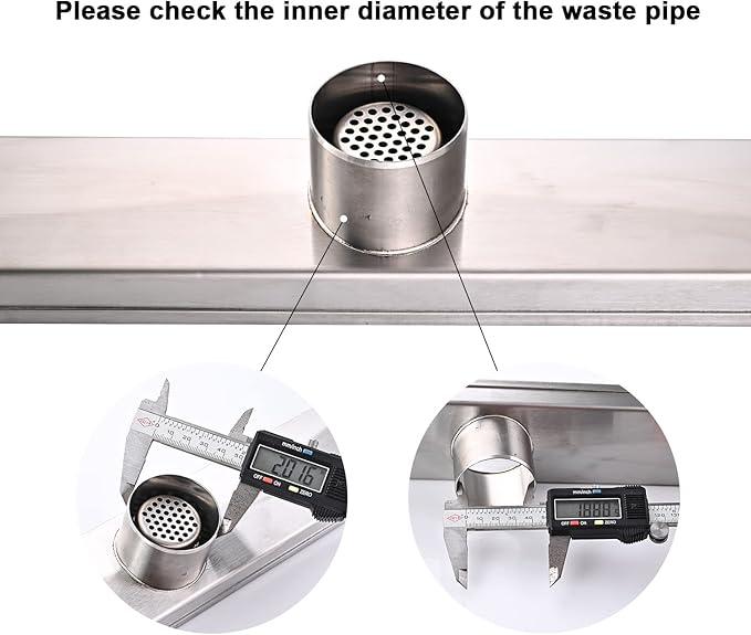 Linear Shower Floor Drain, 60 Inch Brushed Nickel 304 Stainless Steel Bathroom Drains Kit, Rectangular Shower Trench Drain with Reversable Tile-in Pattern Drain Cover & Hair Catcher - ModernBath