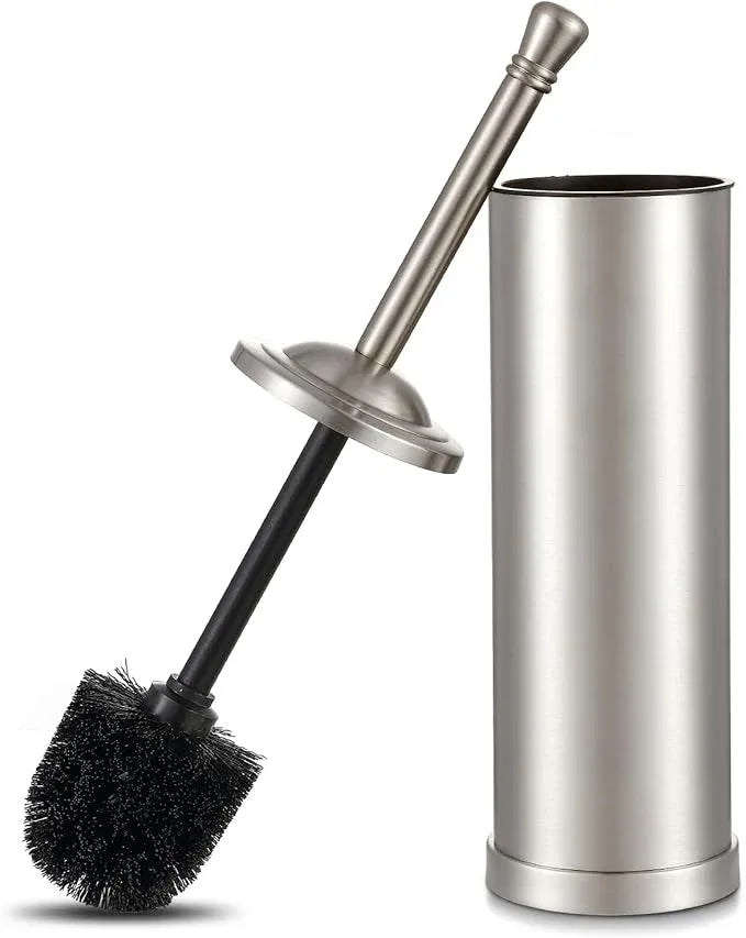 Brushed Nickel Toilet Brush and Holder Set,304 Stainless Steel Toilet Bowl Brush and Holder for Bathroom,Silver Heavy Duty Toilet Brush,Durable Scrubbing Bristles,Splash Resistant,Long Hanlde - ModernBath