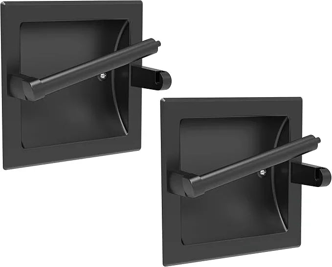 Toilet Paper Holder 2 Pack, Recessed Pivoting Toilet Paper Holder Wall Mount Stainless Steel for Large Rolls in Bathroom (Matte Black) - ModernBath