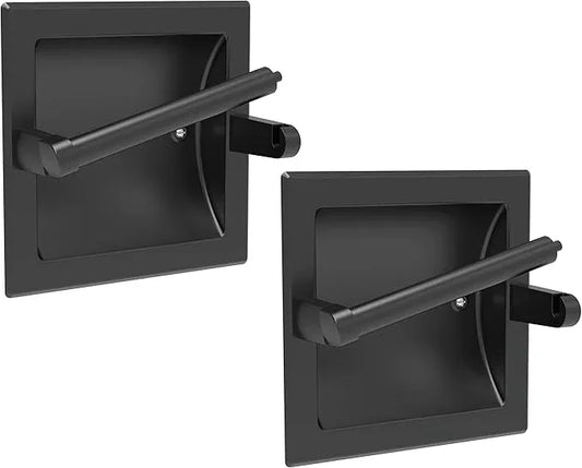 Toilet Paper Holder 2 Pack, Recessed Pivoting Toilet Paper Holder Wall Mount Stainless Steel for Large Rolls in Bathroom (Matte Black) - ModernBath