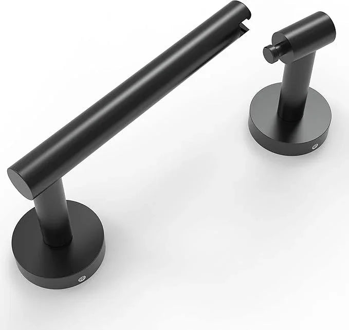 Ruacq Toilet Paper Holder Matte Black Double Post Pivoting Round Tissue Holders Roll Holder Hangers Toilet Paper Holders SUS 304 Stainless Steel Modern Wall Mounted - ModernBath
