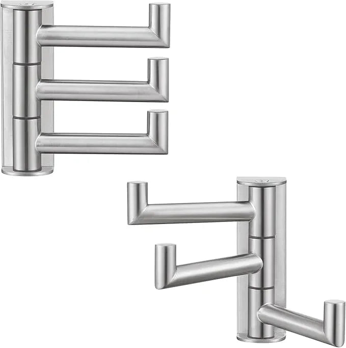 Angle Simple Swivel Towel Hooks, SUS 304 Stainless Steel Foldable Robe Hand Towel Holder for Bathroom Kitchen Wall, Brushed Nickel, 2 Pack - ModernBath