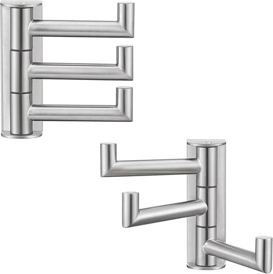 Angle Simple Swivel Towel Hooks, SUS 304 Stainless Steel Foldable Robe Hand Towel Holder for Bathroom Kitchen Wall, Brushed Nickel, 2 Pack - ModernBath