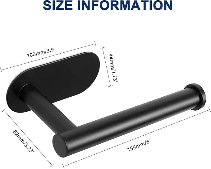 NearMoon Toilet Paper Holder Self Adhesive, Premium Thicken SUS304 Stainless Steel Rustproof Adhesive Toilet Roll Holder no Drilling for Bathroom, Kitchen, Washroom (1 Pack, Matte Black) - ModernBath