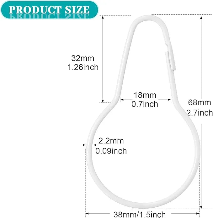 Queekay 100 Pieces Metal Shower Curtain Hooks Hanging Clips Metal Practical Shower Curtain Rings Hangers for Bathroom Bedroom Kitchen Home Applications(White,2.7x1.5'') - ModernBath