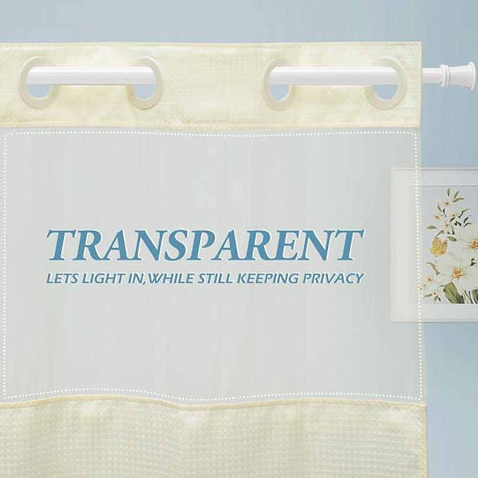 EUTXL Ivory Stall Hotel Shower Curtain with Detachable Liner - 230GSM Waffle Textured,Hotel Grade,Spa Like Bath Curtain,54W x 80H - ModernBath