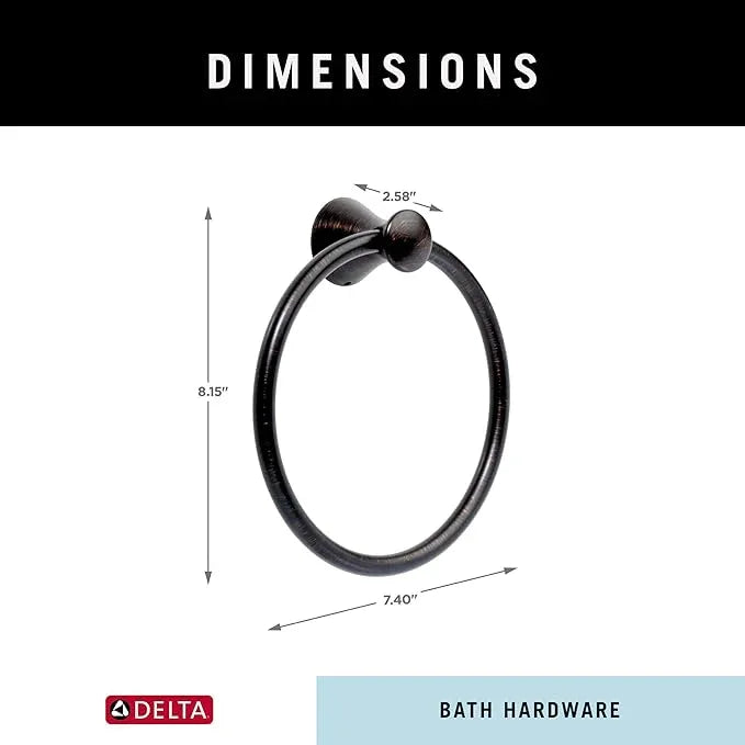 Delta Lahara (1-Pack) Hand Towel Holder Venetian Bronze Towel Racks for Bathroom Wall Round Towel Ring Holder for Bath Towel Hanger for Kitchen, Bathroom Accessories 73846-RB - ModernBath