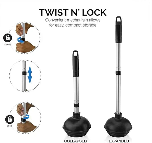 NEIKO 60169A Toilet Plunger | 2 Piece | Bonus Mini-sink and Drain Plunger | Compact | Patented All-Angle Design | Telescopic Aluminum Handle - ModernBath