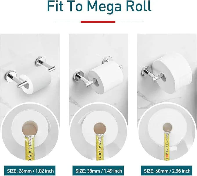 Chrome Toilet Paper Holder - Polished Metal Bathroom Flexible Pivot Tissue Roll Holder on Wall Mounted, Sturdy SUS 304 Stainless Steel Toilet TP Large Mega Roll Holder Modern Silver - ModernBath