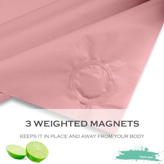Eazzier Bath Baby Pink Plastic Shower Curtain Or Liner, 72x72 Inch Lightweight Light Pink Plastic Bathroom Shower Showroom Inner Curtain with Rustproof Metal Grommet Holes and Weighted Magnets - ModernBath