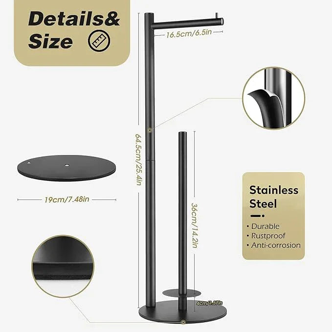 Toilet Paper Holder Stand, Toilet Paper Storage Standing, Standing Toilet Paper Stand, Standing Toilets Paper Holder with Storage, Bathroom ToiletPaper Roll Stand - ModernBath