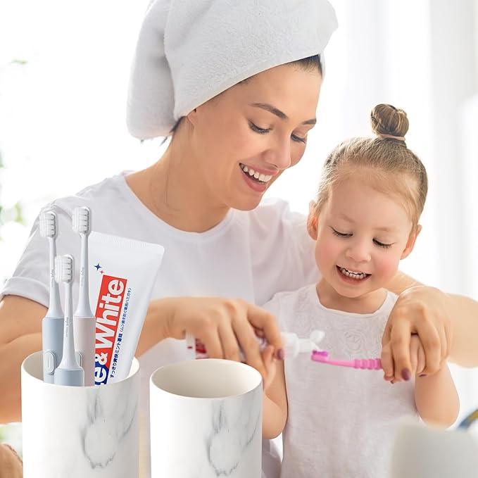 Marble Toothbrush Holders - 2 Ceramic Toothbrush Holders for Bathrooms Toothbrush Toothpaste Holders Set, White Bathroom Tumbler Cups Reusable Toothbrush Mouthwash Cup, Bathroom Counter Organizer. - ModernBath