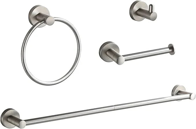 BGL Bathroom Accessory Set Brushed Nickel 4-Pieces Bathroom Towel Rack 24 Inches Adjustable Bathroom Hardware Set - ModernBath