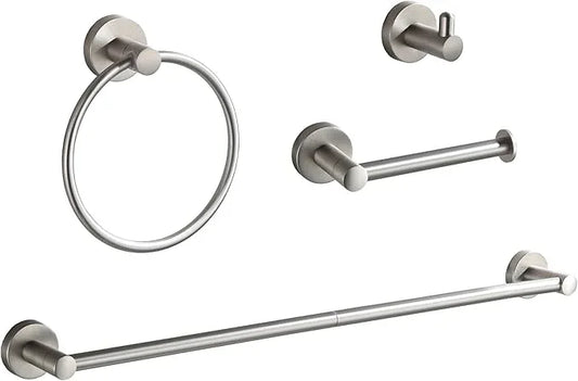 BGL Bathroom Accessory Set Brushed Nickel 4-Pieces Bathroom Towel Rack 24 Inches Adjustable Bathroom Hardware Set - ModernBath