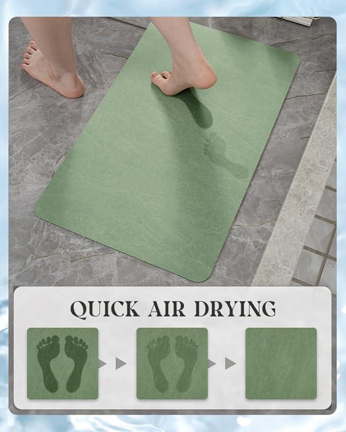 MontVoo -Bath Mat Rug-Rubber Backing Non Slip Quick Dry Absorbent Thin Bathroom Rugs Fit Under Door-Faux Suede Surface Bathroom Floor Mats-Shower Rug for in Front of Bathtub Shower Sage Green 17x27.5 - ModernBath