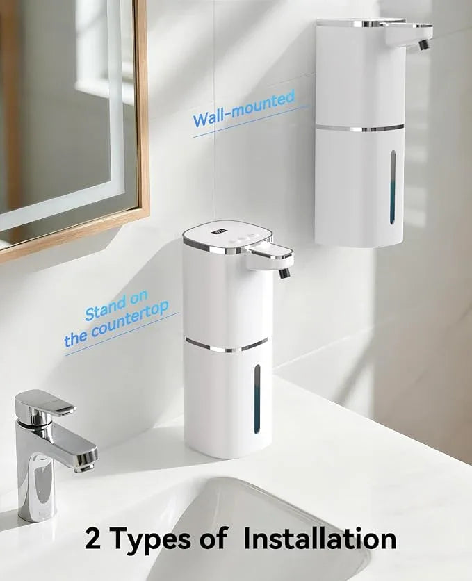 Luxspire Automatic Foaming Soap Dispenser, Touchless Foam Soap Dispenser, Rechargeabled 9 Adjustable Levels & IPX5 Waterproof Wall Mounted 420ml Soap Container for Bathroom, Kitchen and Hotel, White - ModernBath