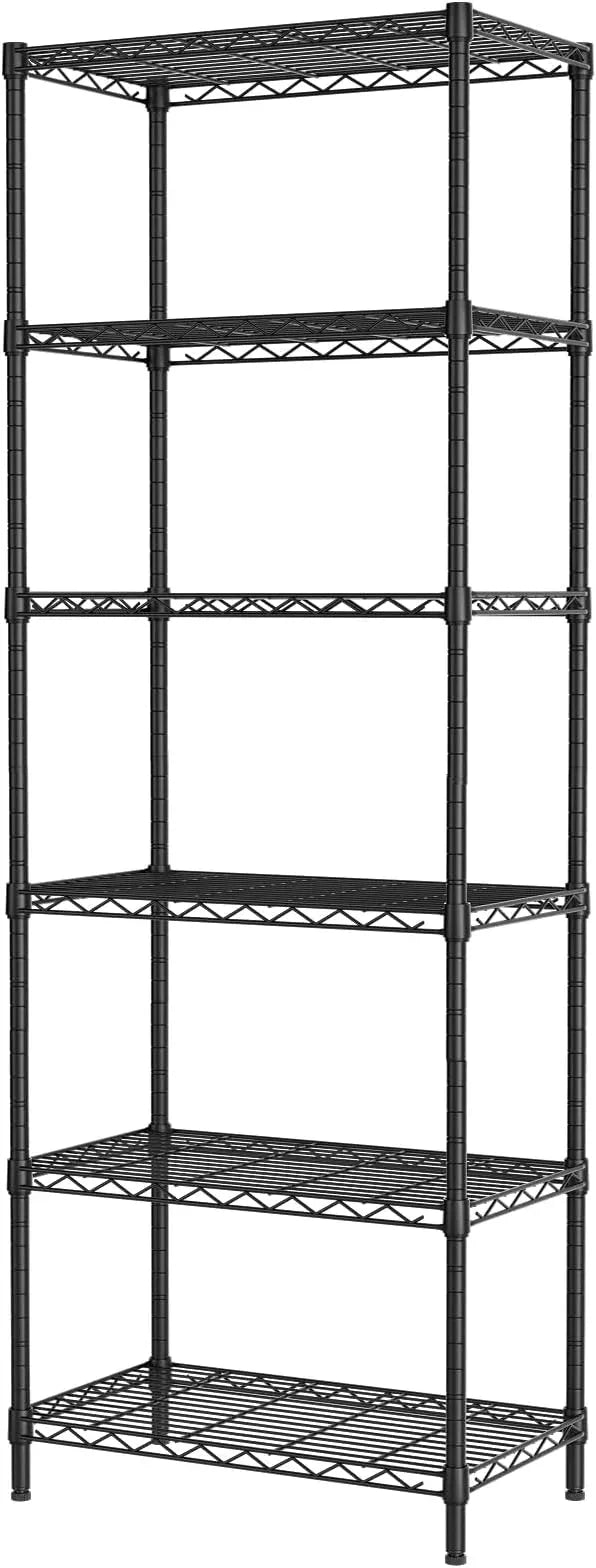 SINGAYE 6 Tier Adjustable Storage Shelf Wire Shelving Unit Metal Shelves Standing Closet Bathroom Organizers Pantry Kitchen Garage Laundry Room Organization Home Rack 12" D X 22" W X 69.5" H Black - ModernBath