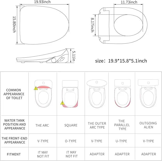 Bejoan X3 Bidet Toilet Seat, Elongated Smart Toilet Seat with Air Dryer, Bidet Attachment for Toilet Warm Water with Soft Close, Electric Heated Bidet Seat with Self Cleaning Nozzel - ModernBath