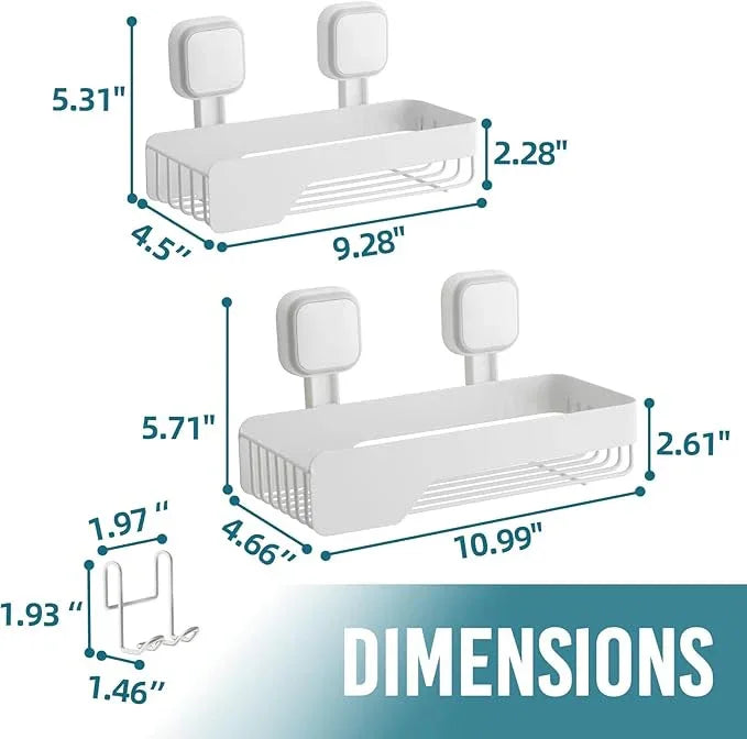 TAILI Shower Caddy Suction Cup 2 Pack,Stainless Steel Rustproof Shower Shelves,No Drilling Wall Mounted Basket,Large Capacity,Removable Suction Cup Bathroom Organizers & Home Decor, White - ModernBath