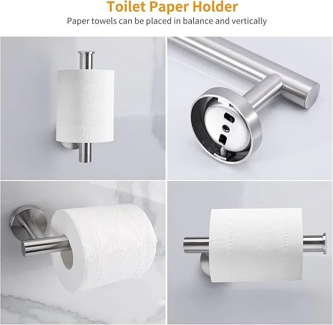 Cilee 10 Piece Brushed Nickel Bathroom Accessories Set, 16 inch Brushed Nickel Bathroon Hardware Set Towel Bar Ring Toilet Paper Holder Robe Towel Hook SUS304 Stainless Steel - ModernBath