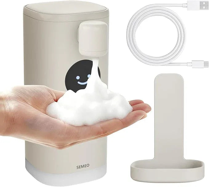 Automatic Foaming Soap Dispenser, 350ml Touchless Smart Hand Soap Dispenser with LED Smile Timer, Type-C Rechargeable 180-Day Battery, IPX7 Waterproof, Wall Mounted for Bathroom & Kitchen (Gray) - ModernBath