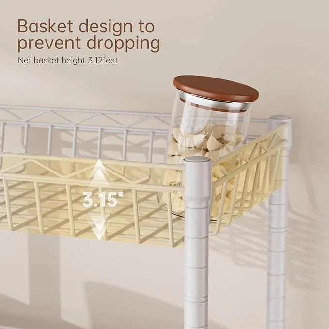 4 Tier Basket Shelf Wire Shelving Unit Adjustable Storage Shelves Big Basket Rack for Garage Kitchen Office Pantry Corner 17.2" Dx12.2 Wx50 H White - ModernBath