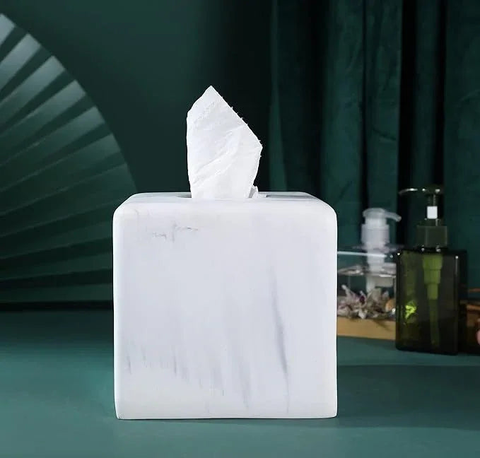 Hymmah Modern Square Tissue Box Cover Holder,Bathroom Accessories Decor Unique Design Tissue Box Cover for Bathroom Vanity Counter Tops Also Great for Bedrooms and Living Rooms - ModernBath