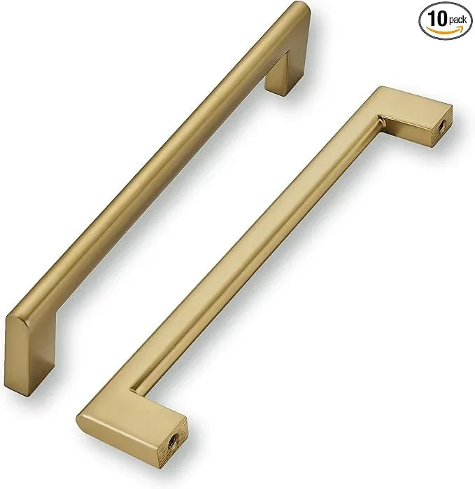 khtumeware 6 Inch Hole Center 10 Pack,Champagne Bronze Cabinet Pulls Heavy Duty Solid Satin Brass Kitchen Drawer Handle Antique Cabinet Hardware for Bathroom, Drawer, Cabinet - ModernBath