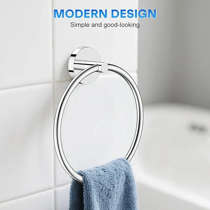 Hand Towel Holder Screw-in Mirror Silver Towel Ring for Bathroom Wall Stainless Steel Towel Hanger Round Towel Racks for Bathroom Decor and Accessories, 2 Packs - ModernBath
