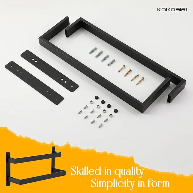 KOKOSIRI Towel Bars Black Bath Towel Holders 16 Inches Bathroom 2-Tiers Ladder Towel Rails Wall Mounted Towels Shelves Rack Stainless Steel, B5008BK-L16 - ModernBath