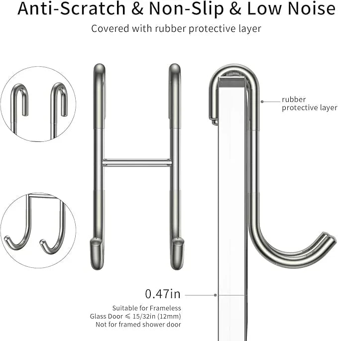 14-Inches Stainless Steel Shower Squeegee Set, Include Shower Door Hook, Adhesive Hook and Spare Silicone Blade, Window Squeegee for Shower Glass Door, Bathroom, Mirror, Window and Car Glass - ModernBath