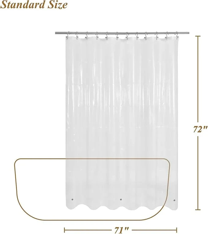 Mrs Awesome Clear Shower Curtain Liner Medium Weight - Shower Curtain Plastic with 3 Magnets for Bathroom, 71x72 - ModernBath