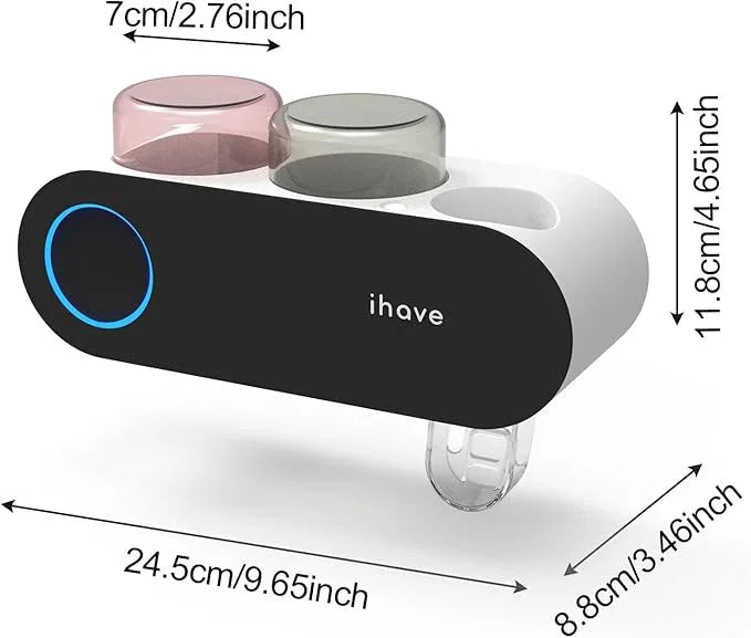 iHave Toothbrush Holders for Bathrooms, UV Toothbrush Sanitizer and Holder Smart Home Bathroom Accessories, 2 Cups Electric Toothbrush Holder Wall Mounted with Toothpaste Dispenser Bathroom Decor - ModernBath