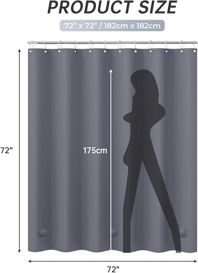 AmazerBath Dark Grey Shower Curtain Plastic, PEVA Shower Curtain Heavy Duty, Gray Shower Curtains for Bathroom, Waterproof Shower Curtain 72x72 with 3 Big Weighted Stones and 12 Rustproof Grommets - ModernBath