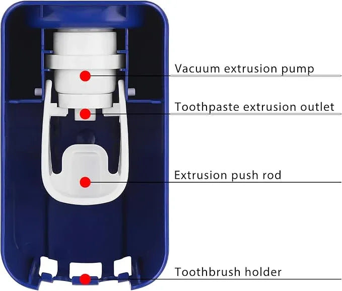 2 Slot Toothbrush Holder and Toothpaste Dispenser Wall Mounted, Automatic Toothpaste Squeezer, 2 in 1 Tooth Brush Toothpaste Organizer for Shower (Dark Blue 2Pack) - ModernBath
