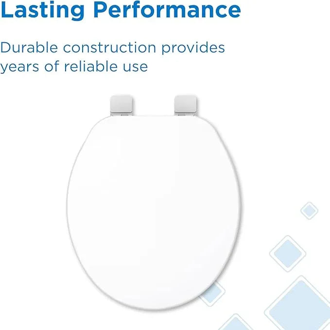 Gerber Round Front Toilet Seat with Cover, Standard Close, Quick & Easy Install, Heavy-Duty Plastic, Durable & Fade-Resistant, White GC55012043 - ModernBath