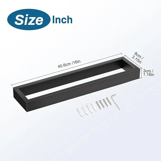 TNOMS Single Towel Bar Towel Holder Bathroom Hardware Accessories,Stainless Steel Wall-Mounted Towel Rack Towel Rail,16 Inches Matte Black - ModernBath