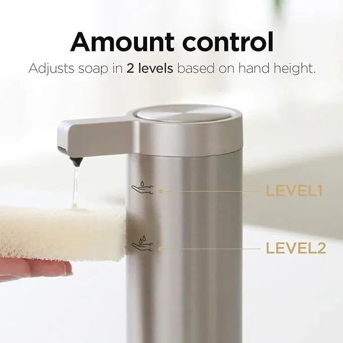 mooas Automatic Liquid Soap Dispenser Stainless Steel Touchless Hands Free Soap Dispenser 2 Levels Adjustable Waterproof Motion Sensor Electric Dish Soap Dispenser for Kitchen Bathroom (Rechargeable) - ModernBath